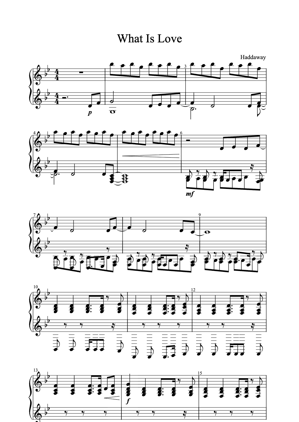 Sheet music preview for What Is Love