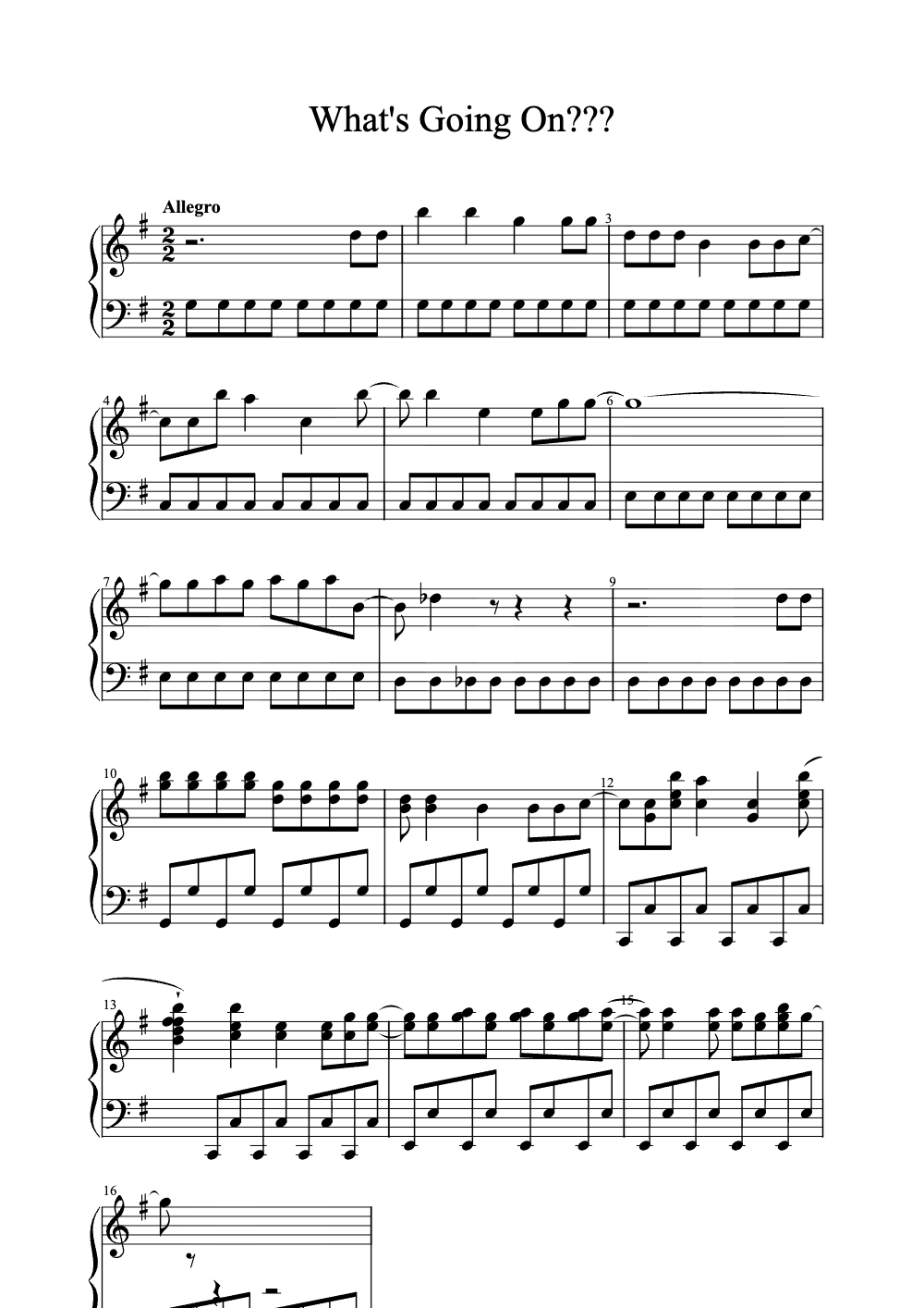 Sheet music preview for What's Going On?