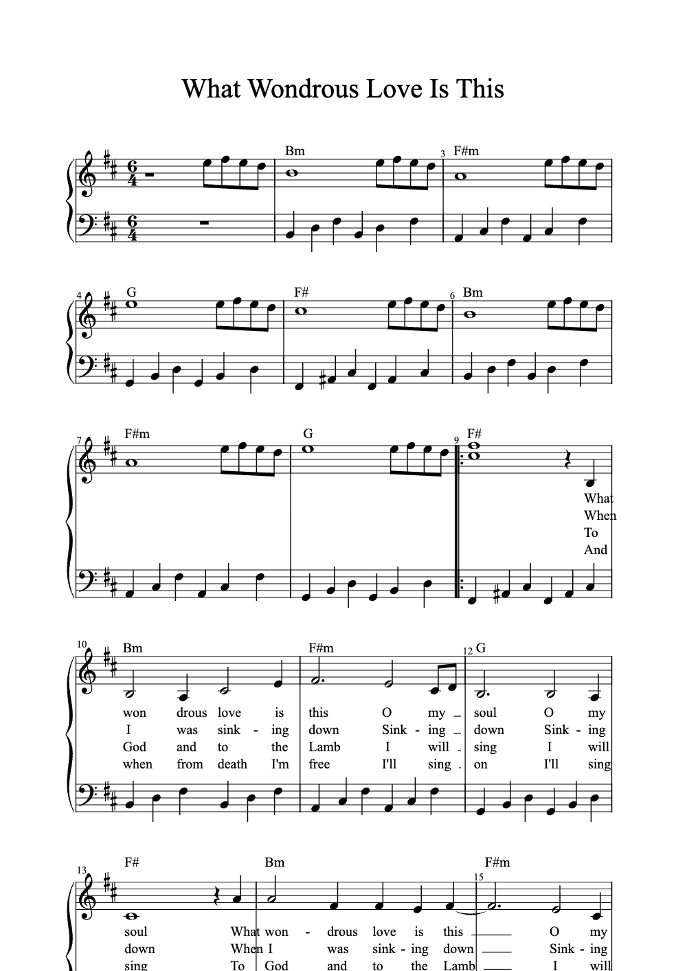 Sheet music preview for What Wondrous Love Is This