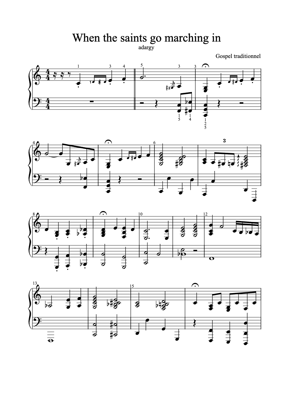 Sheet music preview for When the Saints Go Marching In