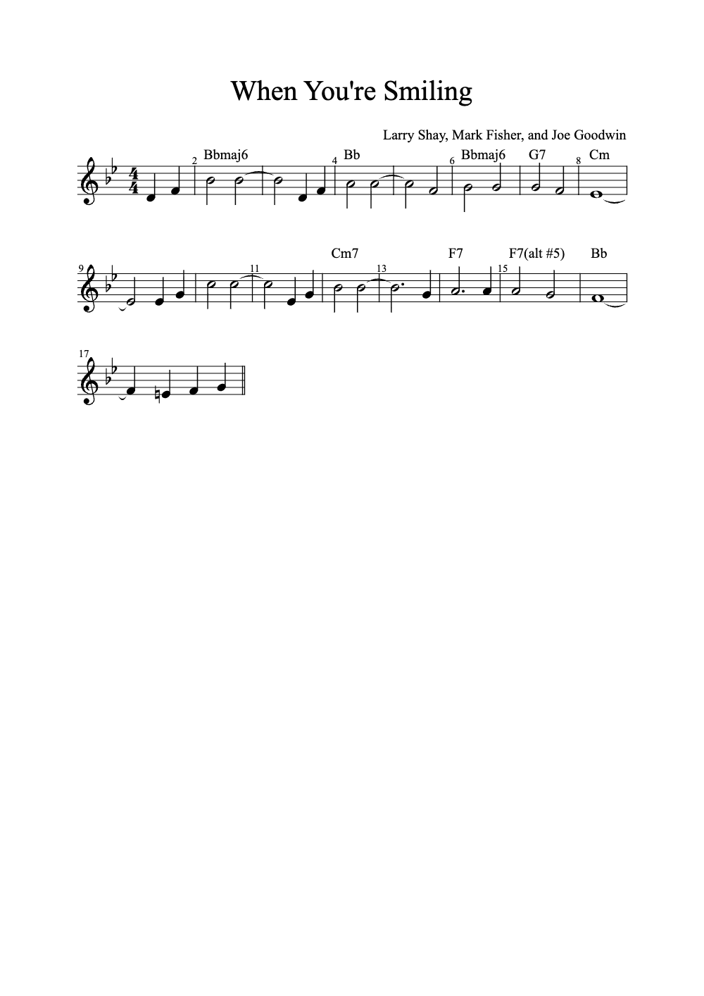 Sheet music preview for When You're Smiling