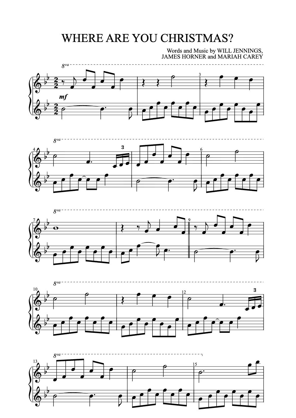 Sheet music preview for Where Are You Christmas?