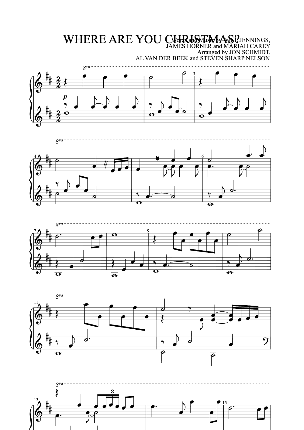Sheet music preview for Where Are You Christmas?