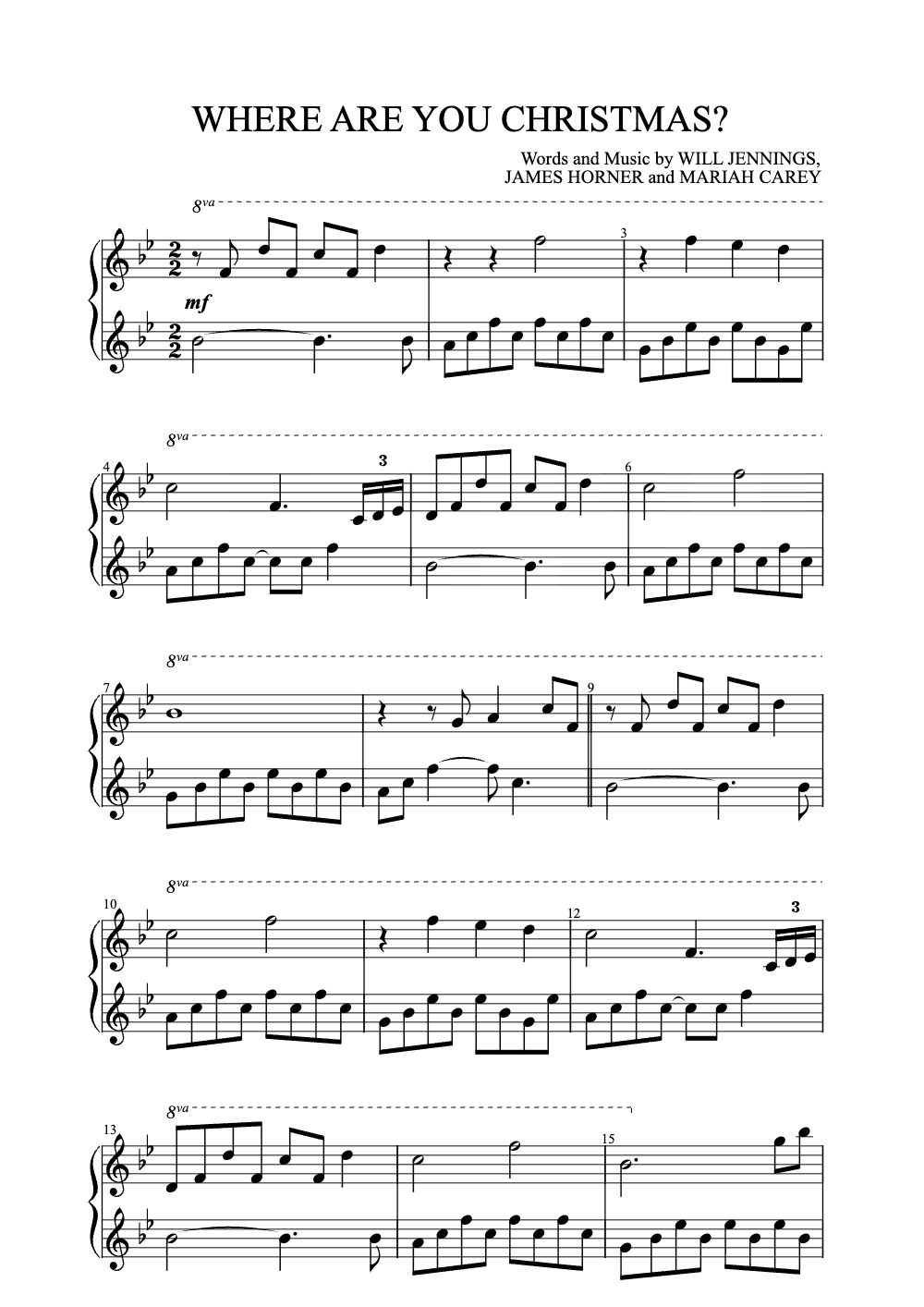 Sheet music preview for Where Are You Christmas?
