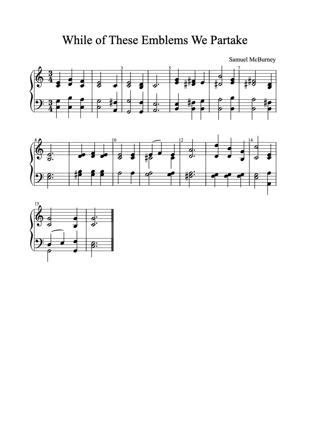 Sheet music preview for While of These Emblems We Partake