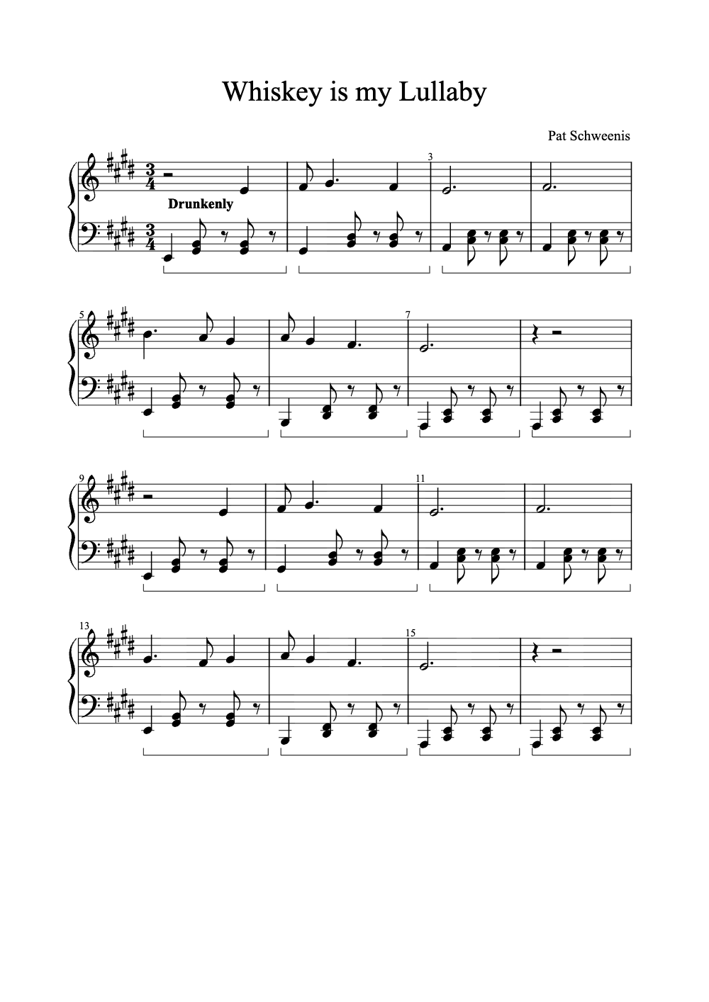 Sheet music preview for Whiskey Is My Lullaby