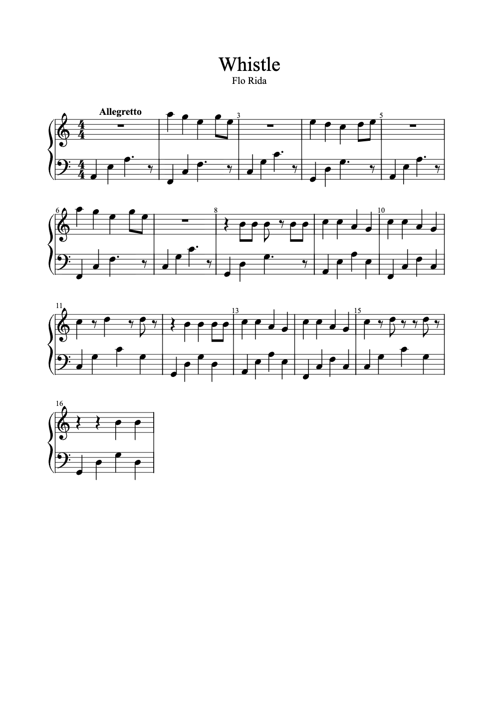 Sheet music preview for Whistle