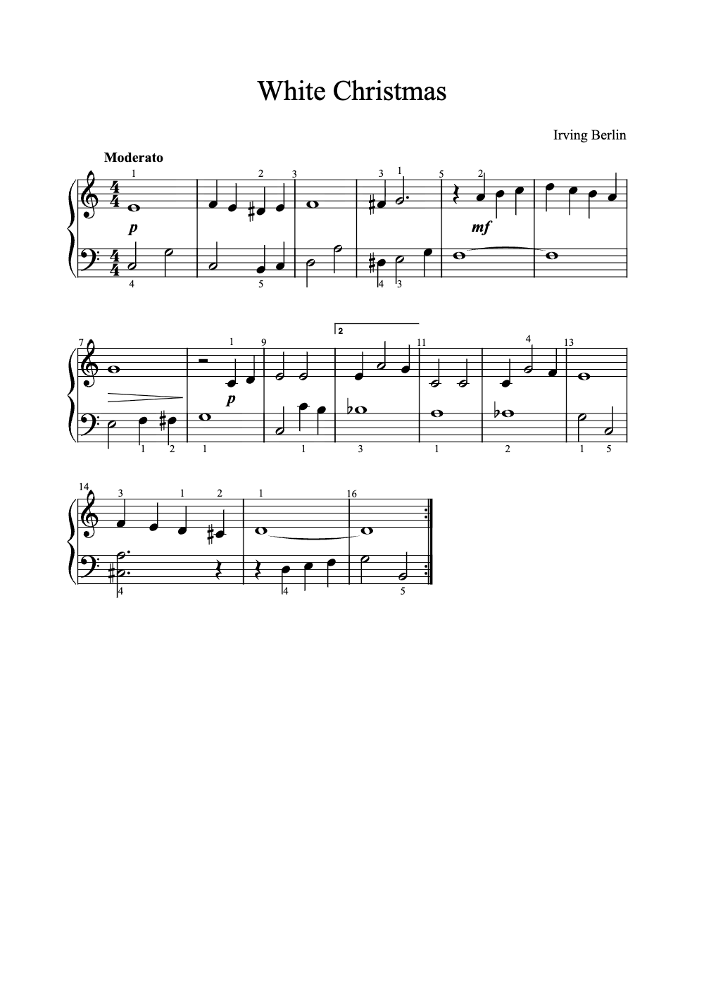 Sheet music preview for White Christmas