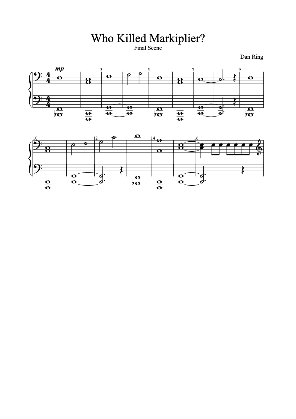 Sheet music preview for Who Killed Markiplier?