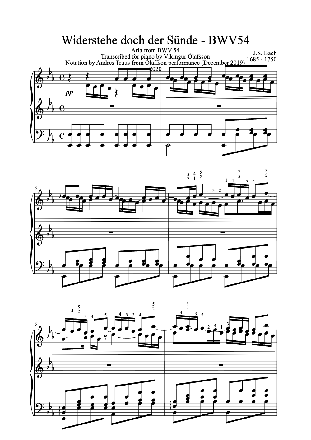 Sheet music preview for Widerstehe Doch Der Sünde