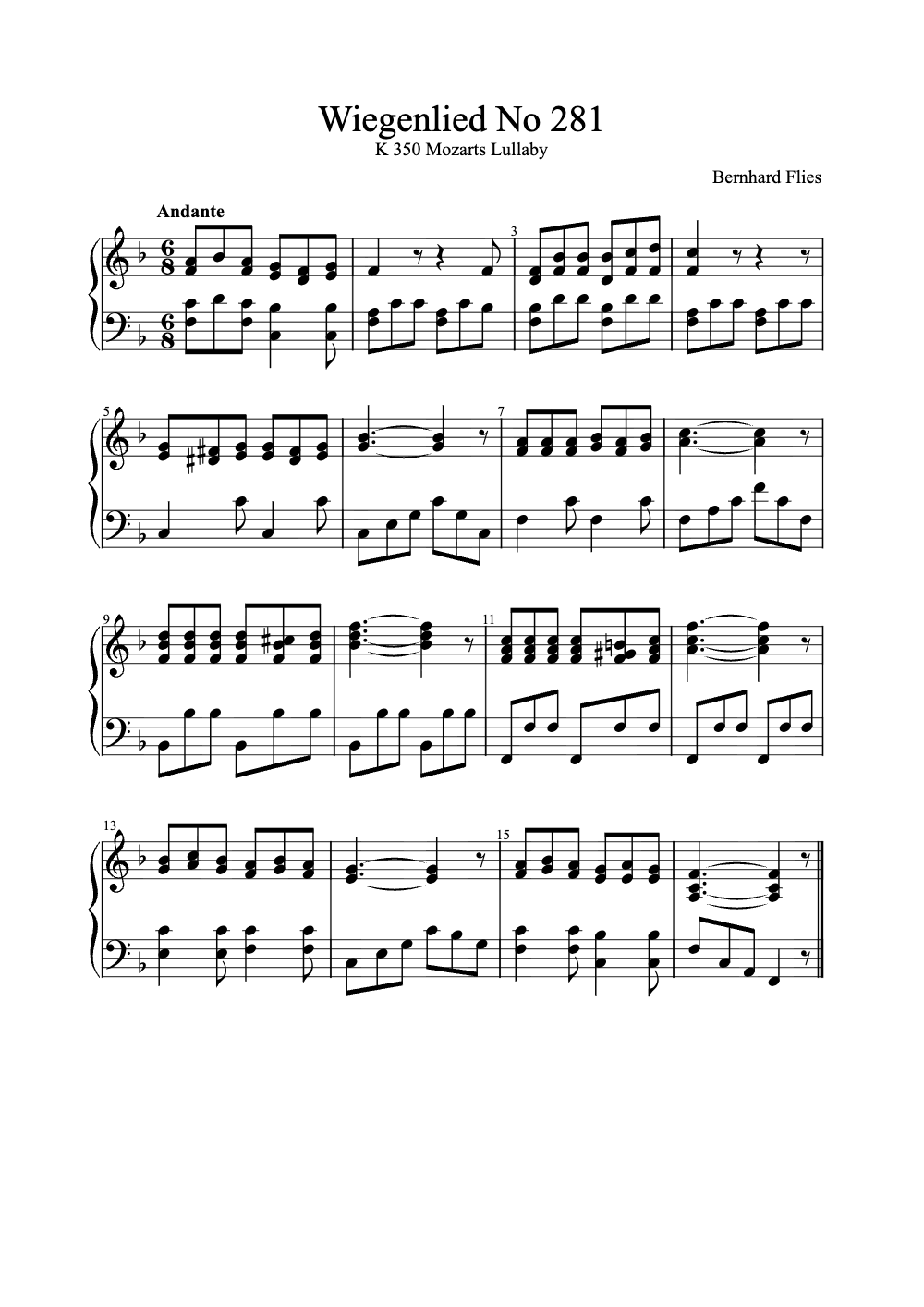 Sheet music preview for Wiegenlied No. 281