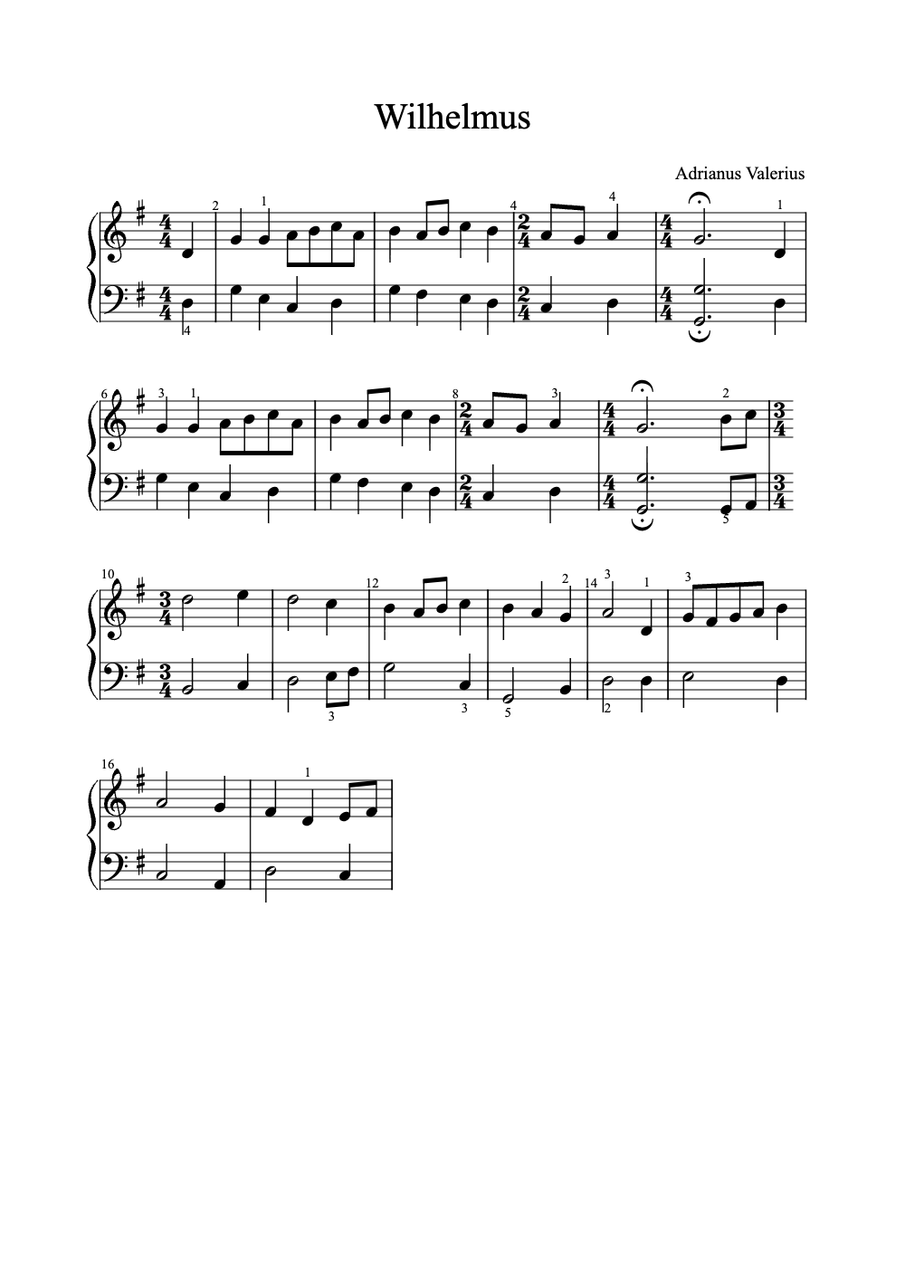 Sheet music preview for Wilhelmus