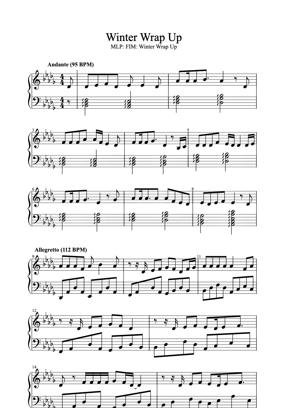 Sheet music preview for Winter Wrap Up