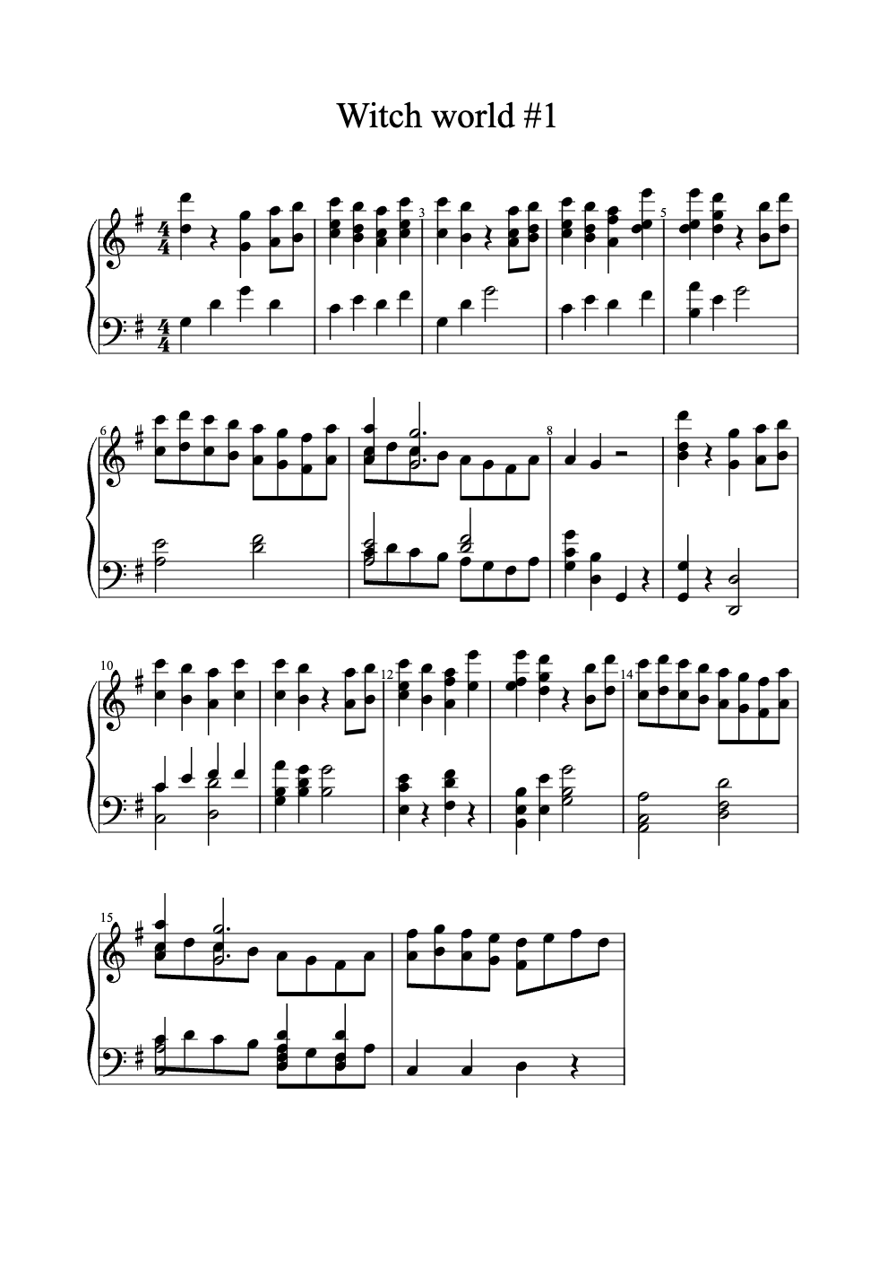 Sheet music preview for Witch World #1