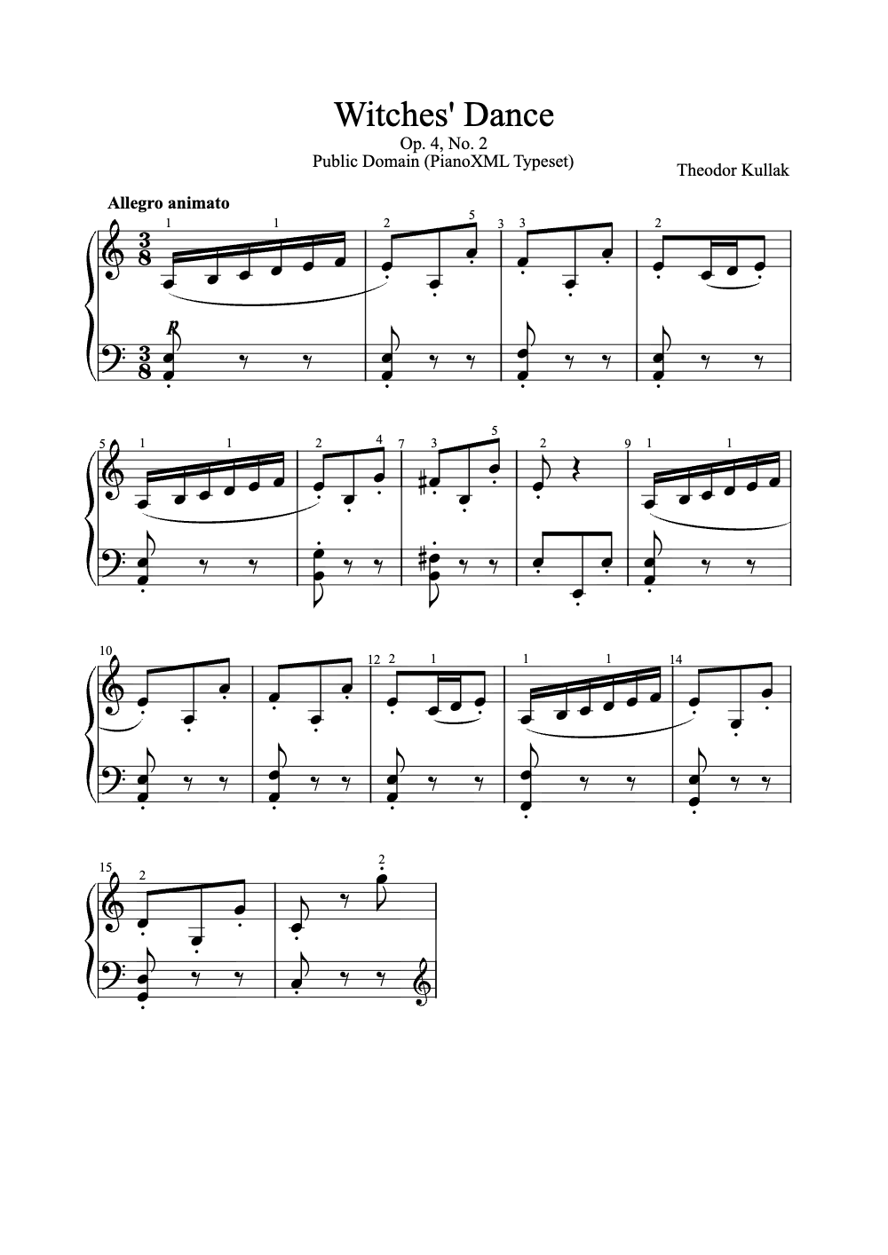 Sheet music preview for Witches' Dance