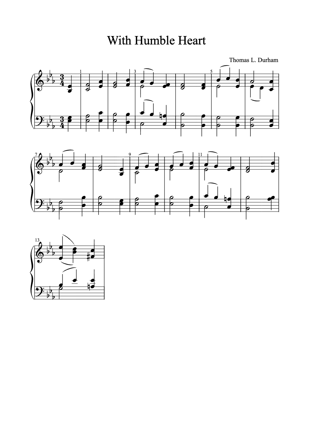 Sheet music preview for With Humble Heart