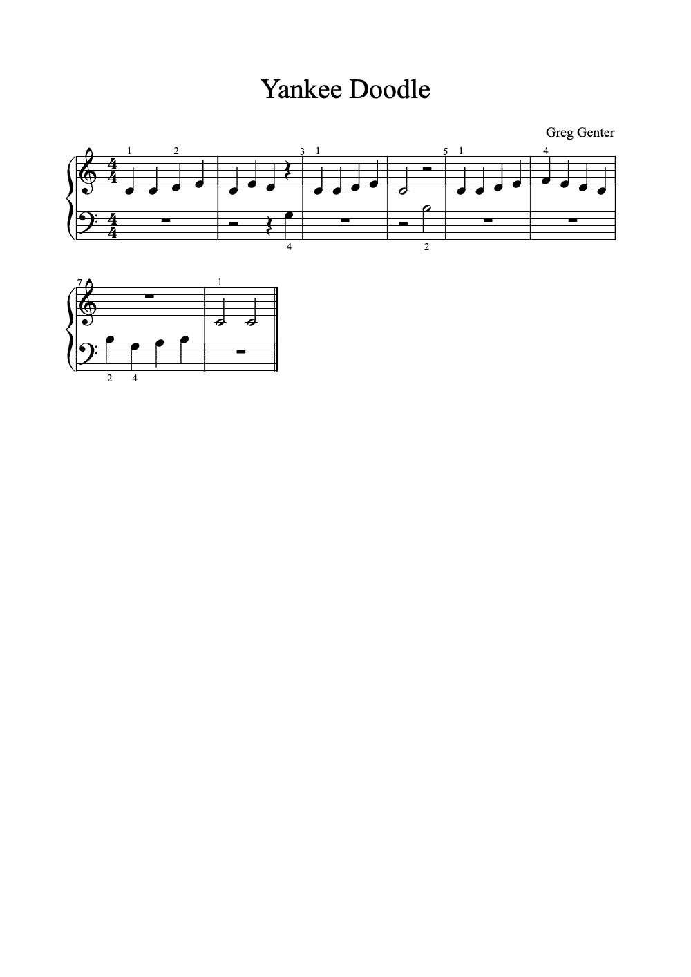 Sheet music preview for Yankee Doodle