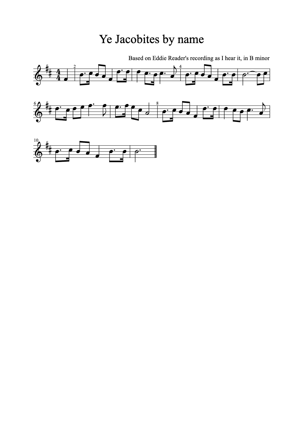 Sheet music preview for Ye Jacobites By Name