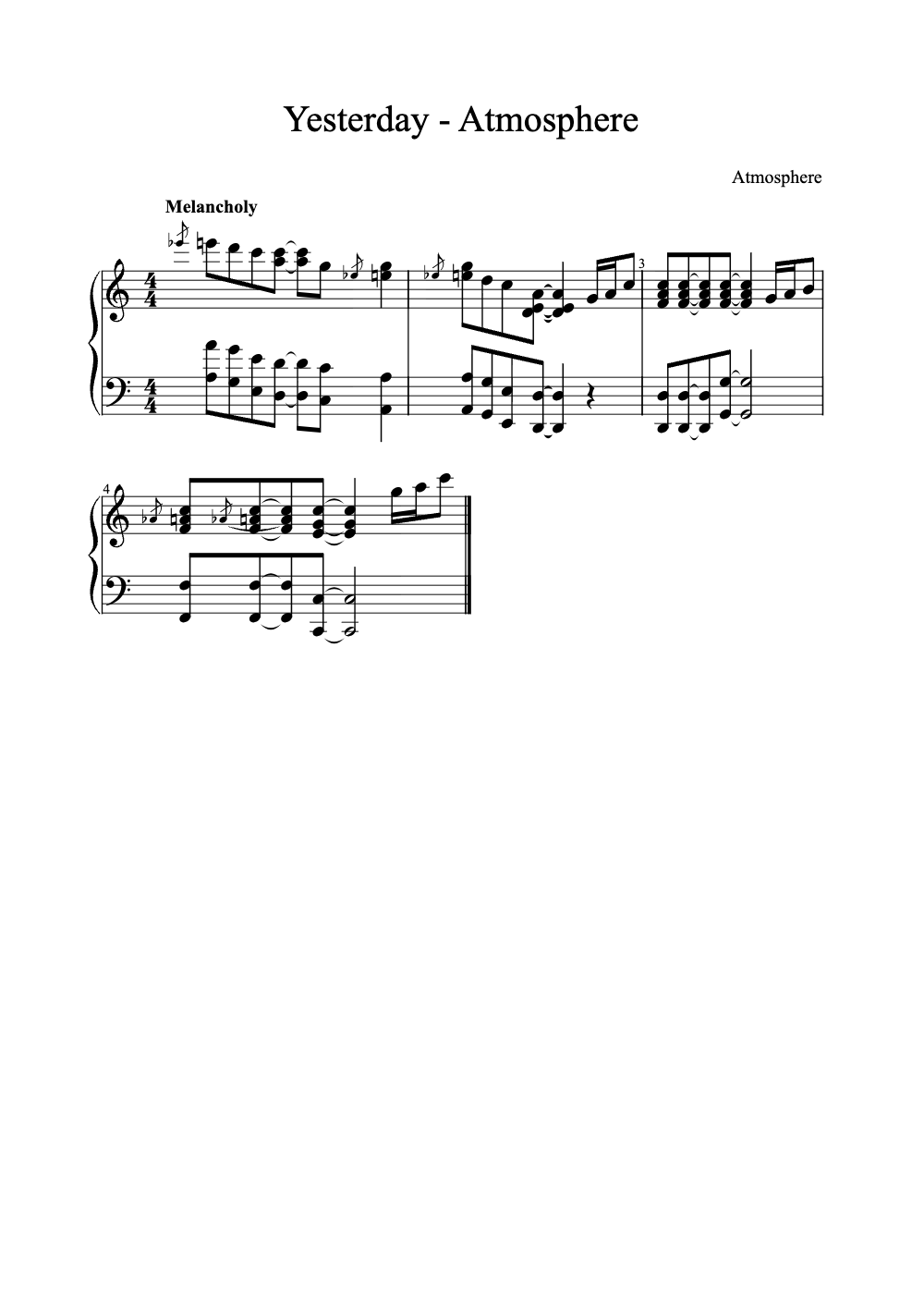 Sheet music preview for Yesterday