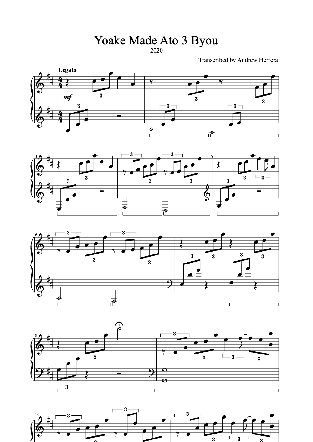 Sheet music preview for Yoake Made Ato 3 Byou