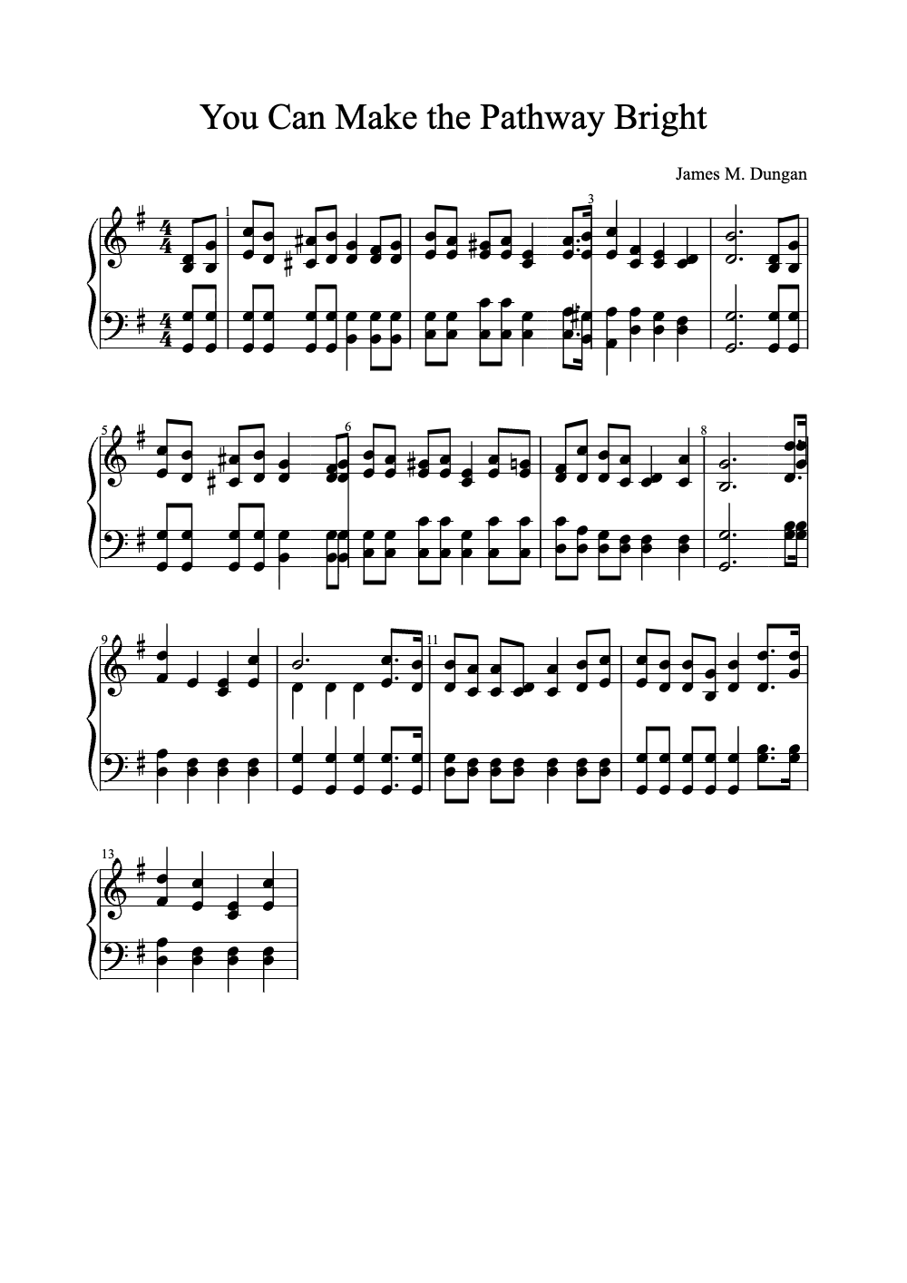 Sheet music preview for You Can Make the Pathway Bright