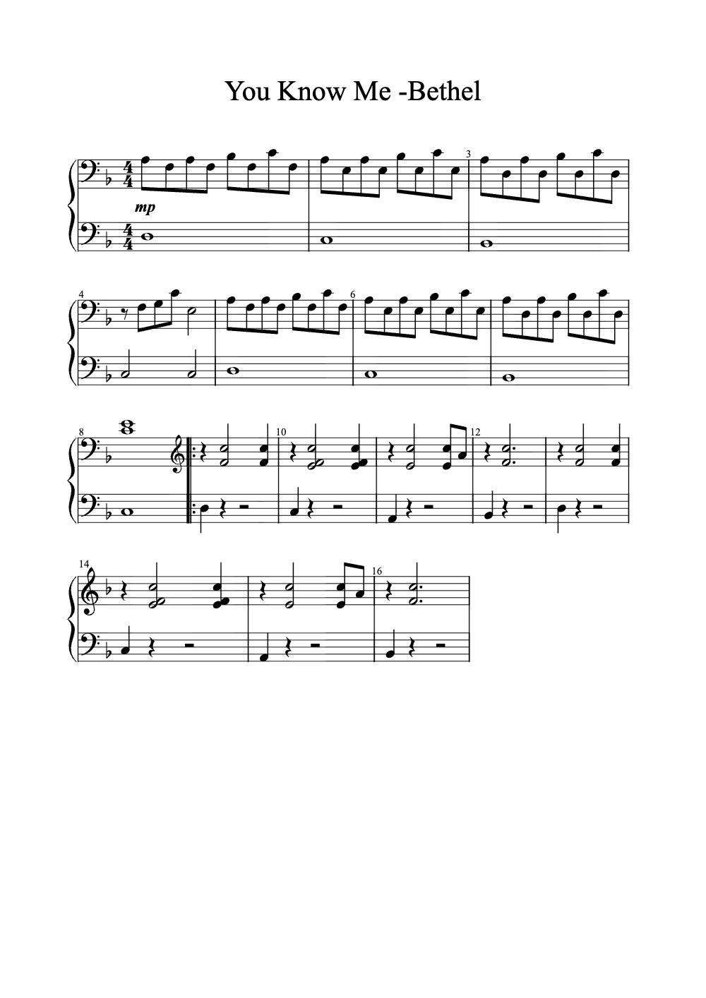 Sheet music preview for You Know Me