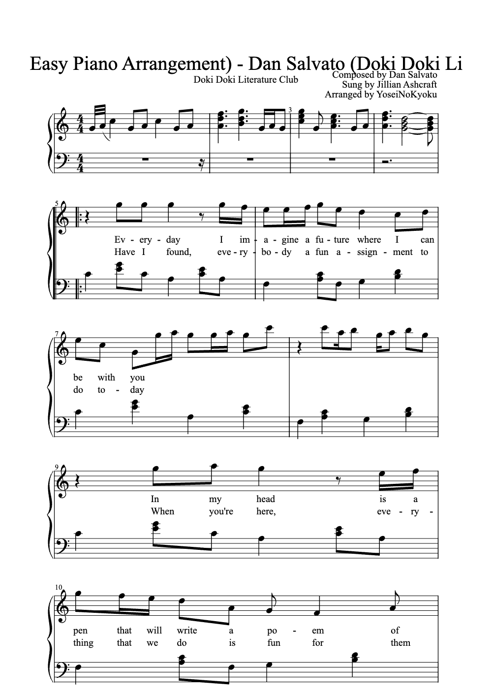 Sheet music preview for Your Reality