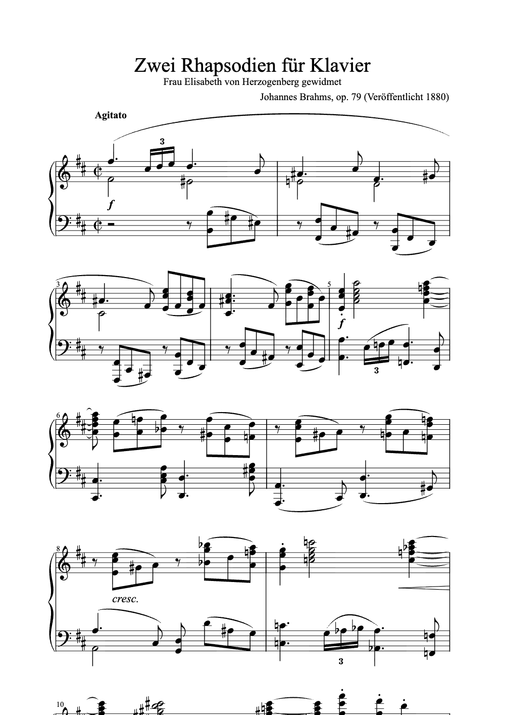 Sheet music preview for Zwei Rhapsodien Für Klavier